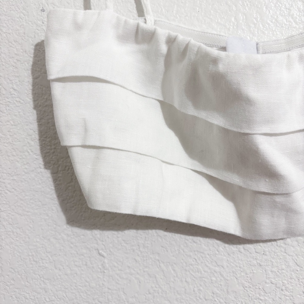 Dissh Aisle Linen Pleated Crop Top in White - Picture 5 of 7